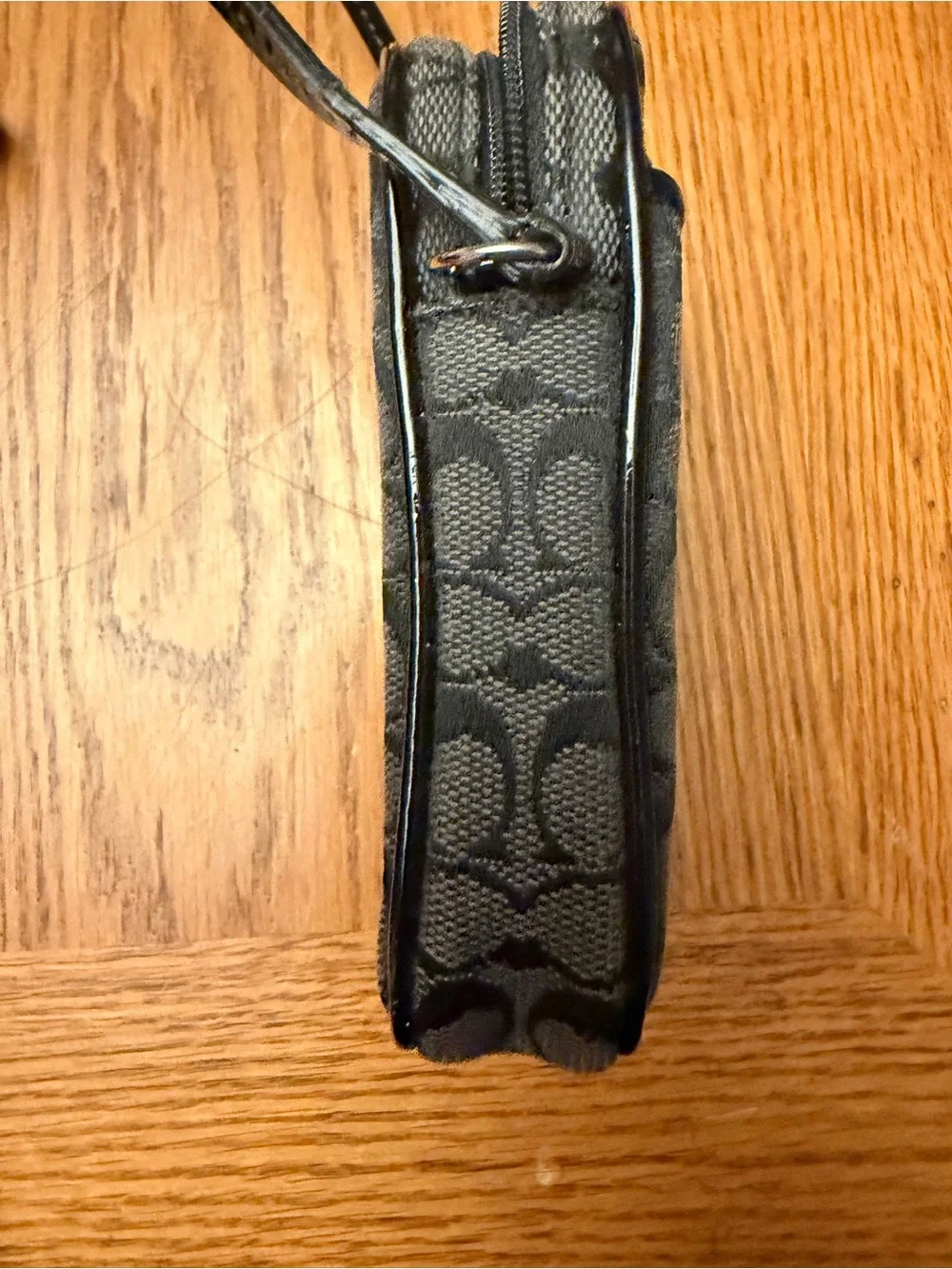 Y2K Coach Black Signature Logo Camera Pouch with Silver Logo